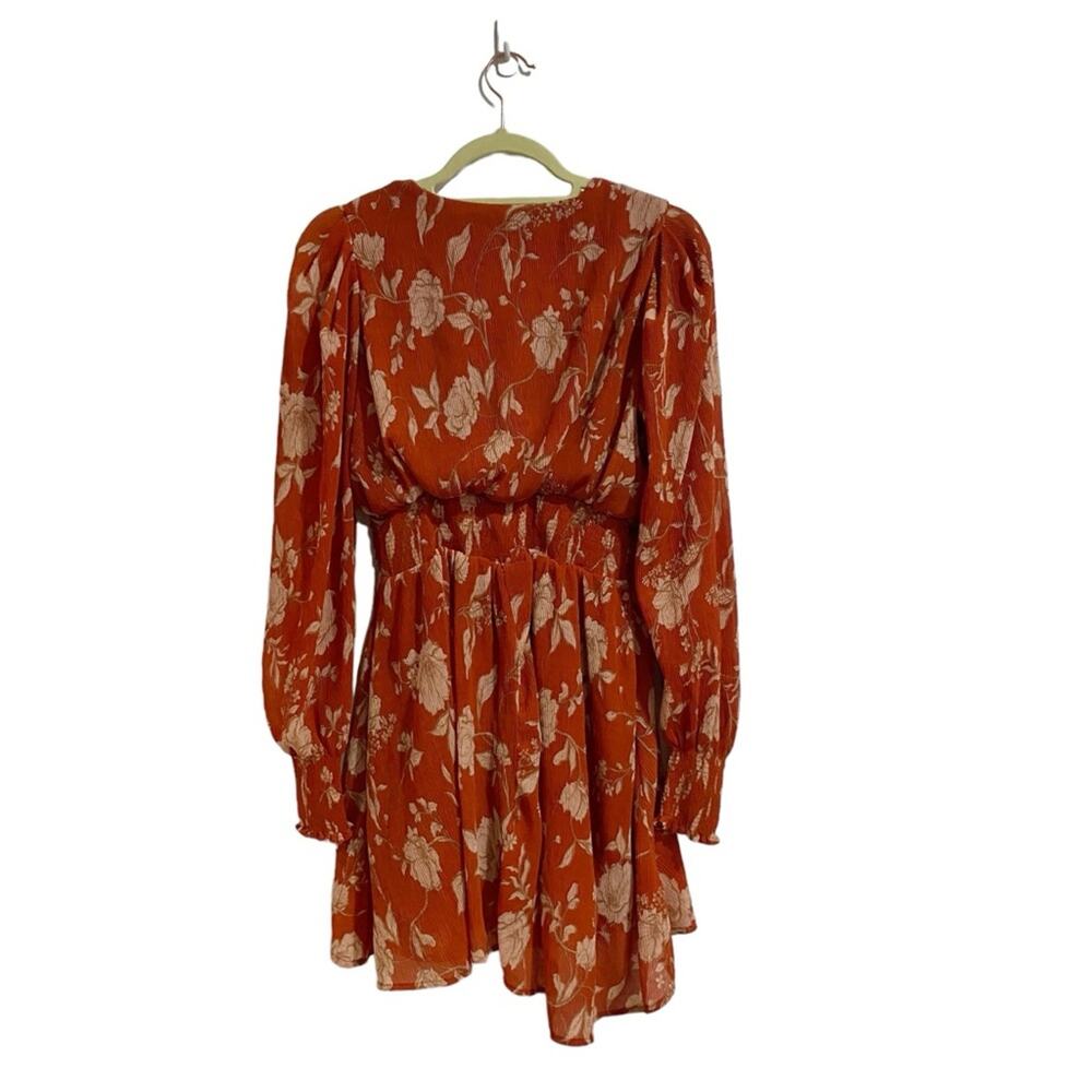 Lumière Rust Floral Long Sleeve Mini Dress Sz S - Picture 9 of 12